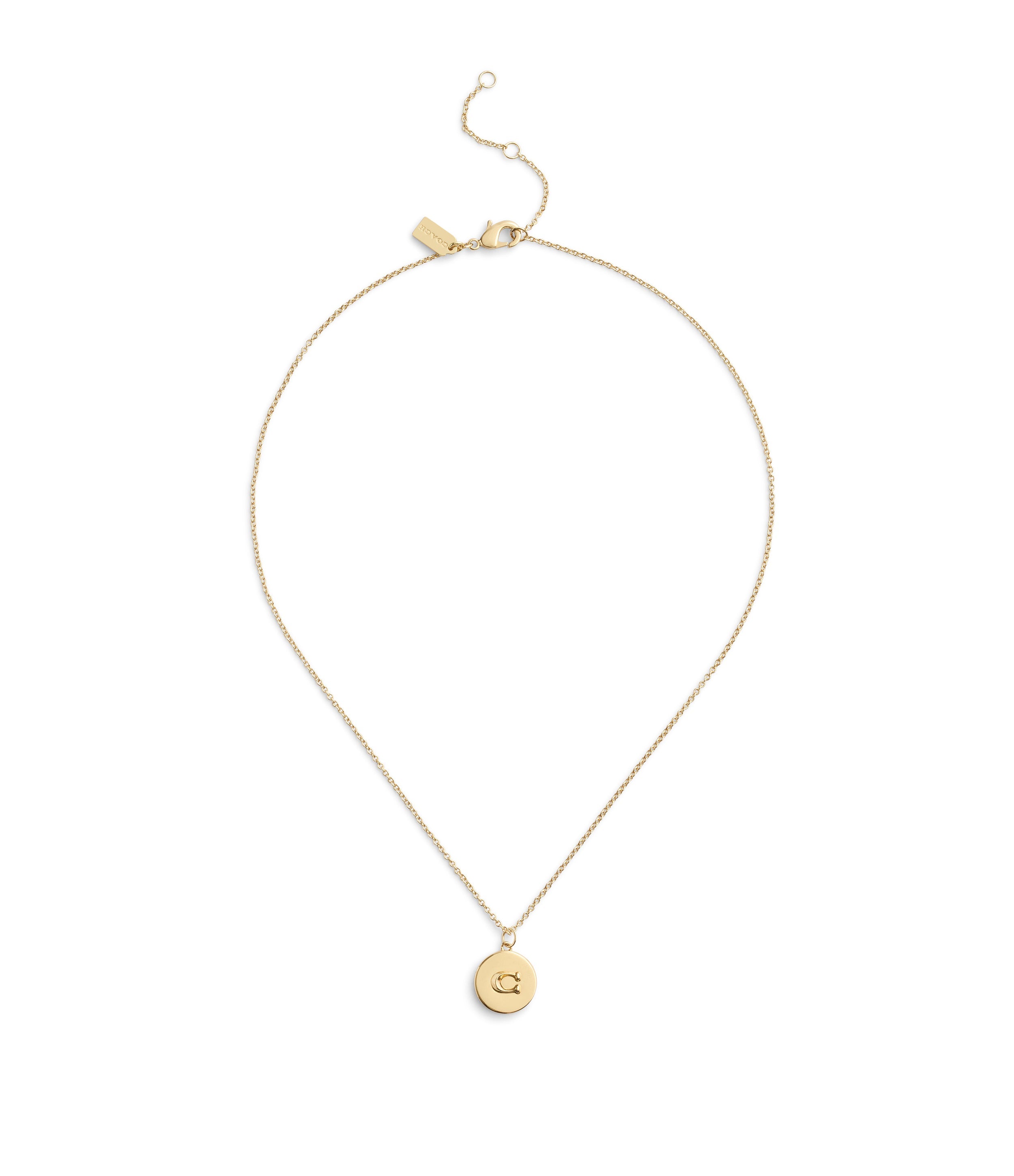 37493100GLD-Signature Coin Pendant Necklace-Gold