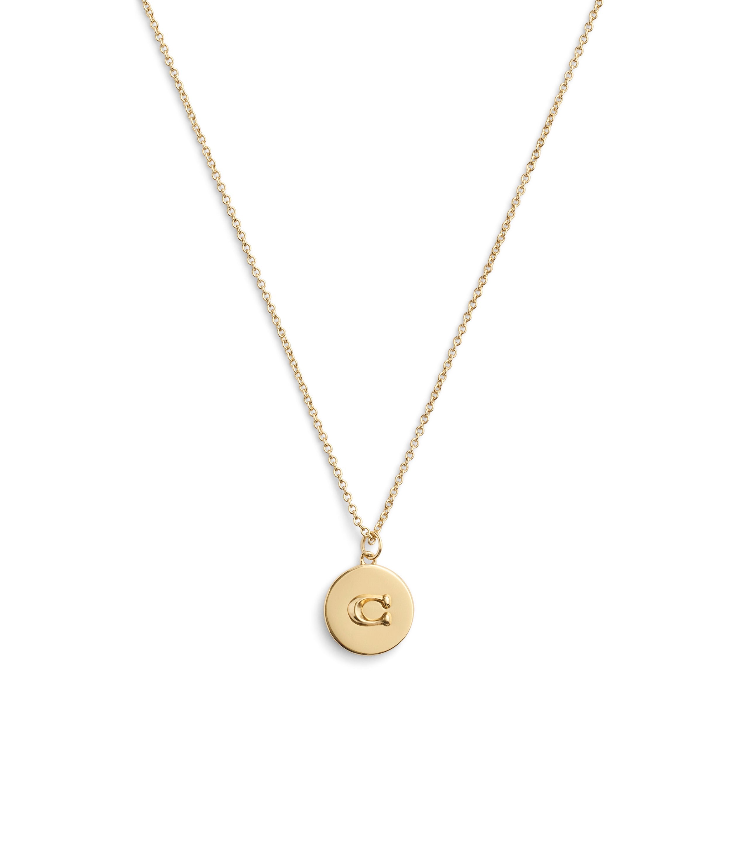 37493100GLD-Signature Coin Pendant Necklace-Gold