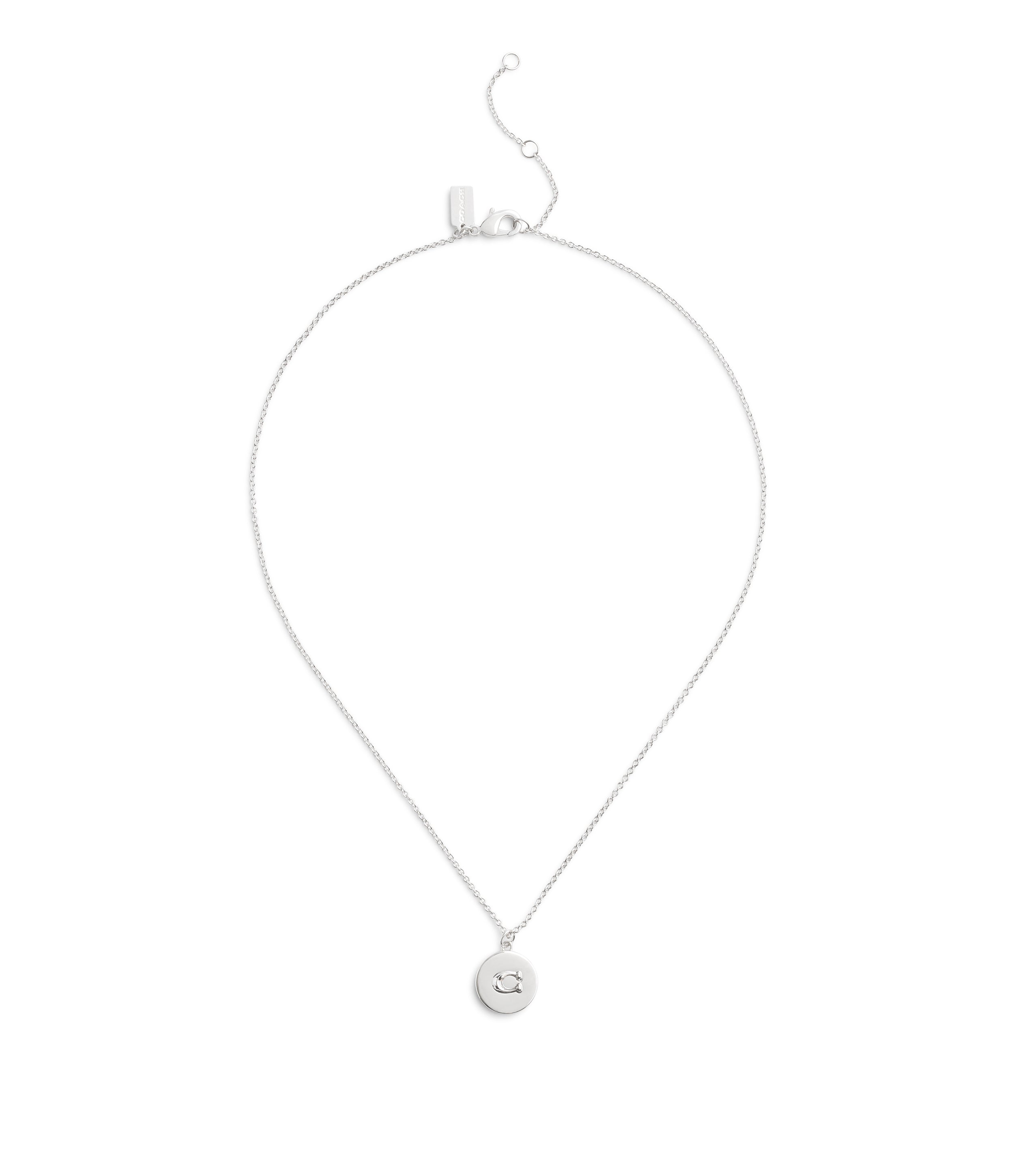 37493100RHO-Signature Coin Pendant Necklace-Rhodium