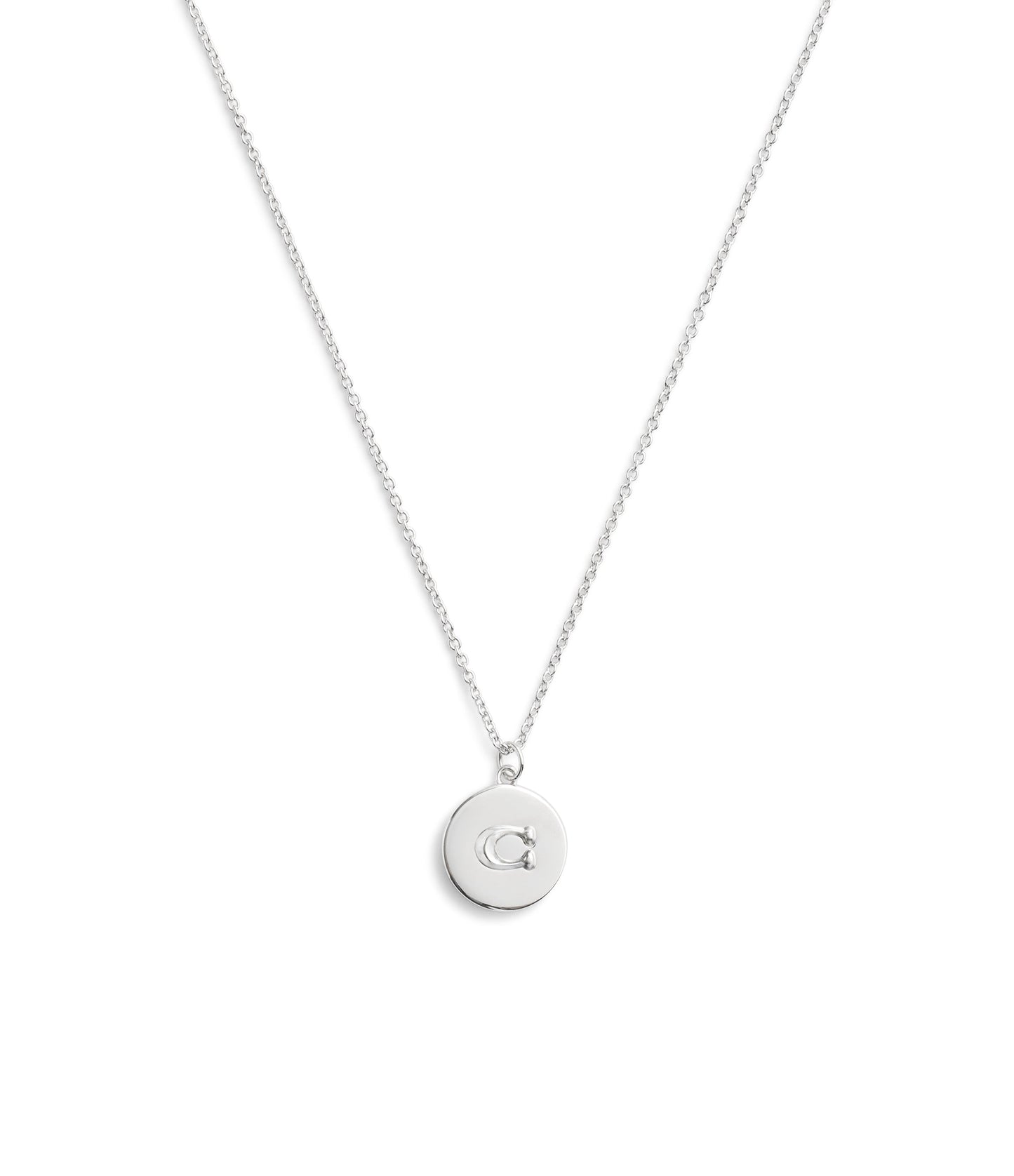 37493100RHO-Signature Coin Pendant Necklace-Rhodium