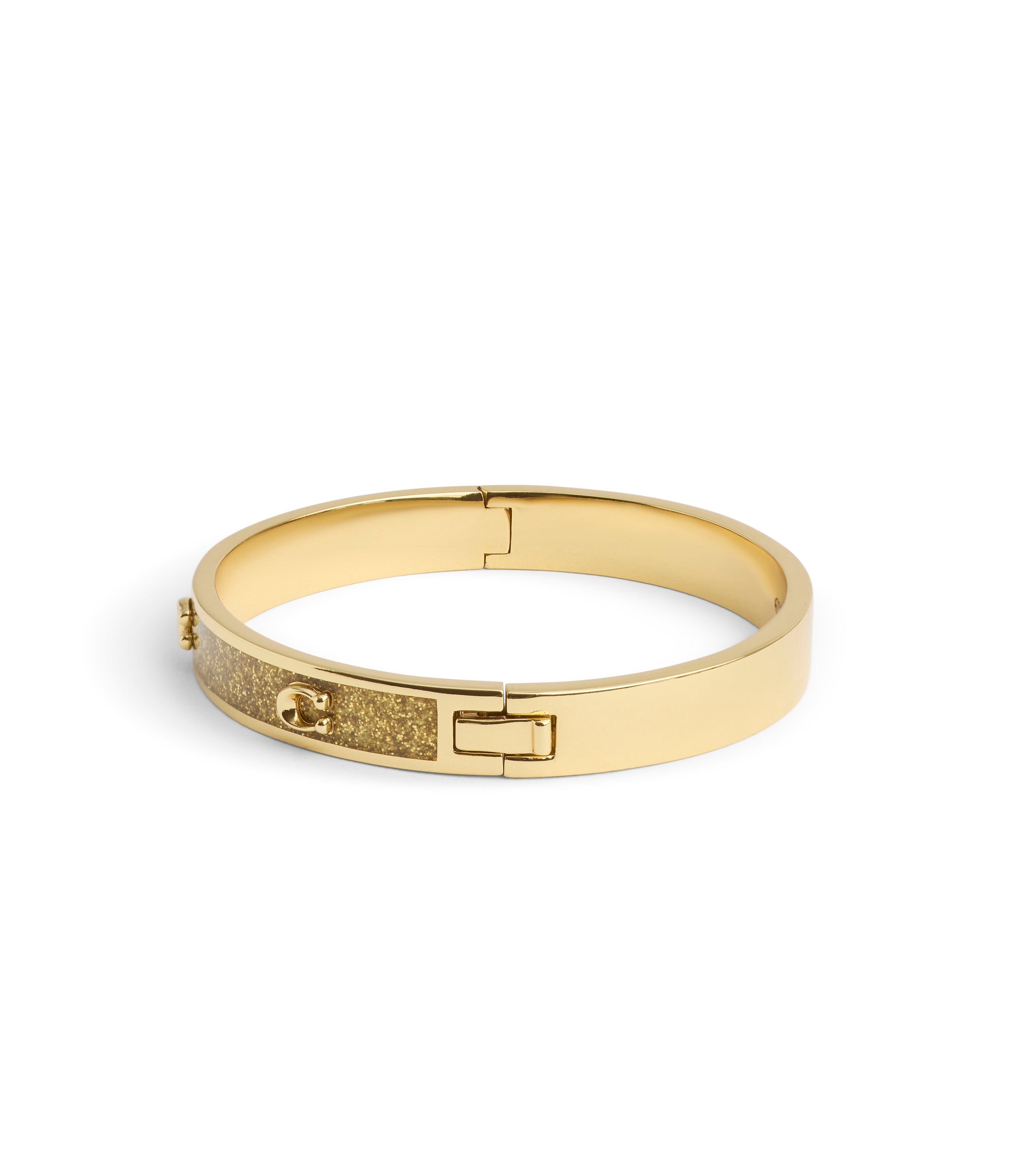 37493412GLD-Signature C Glitter Bangle Bracelet-Gold