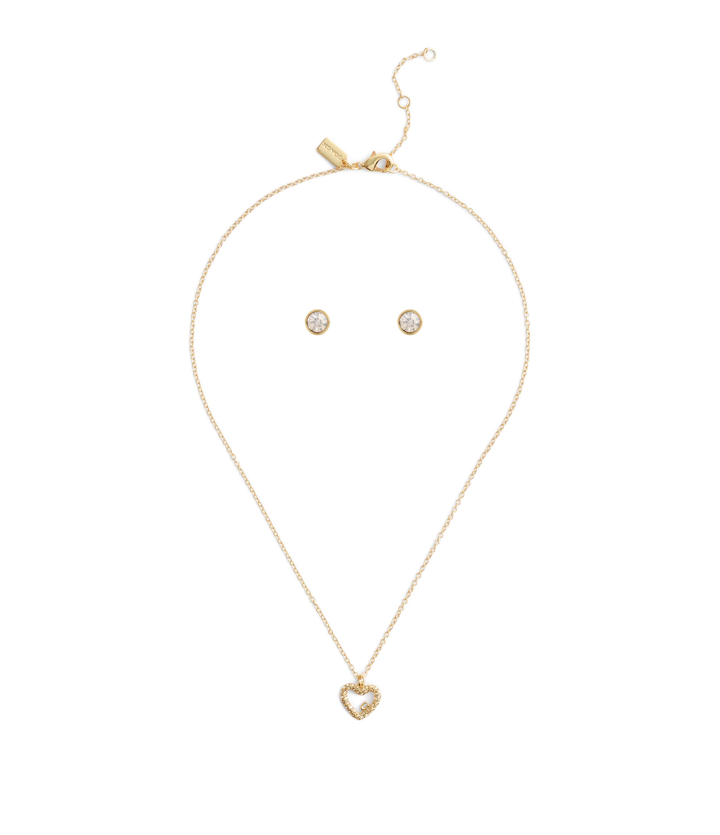 37493516GLD-Signature Pavé Heart Jewelry Set-Crystal