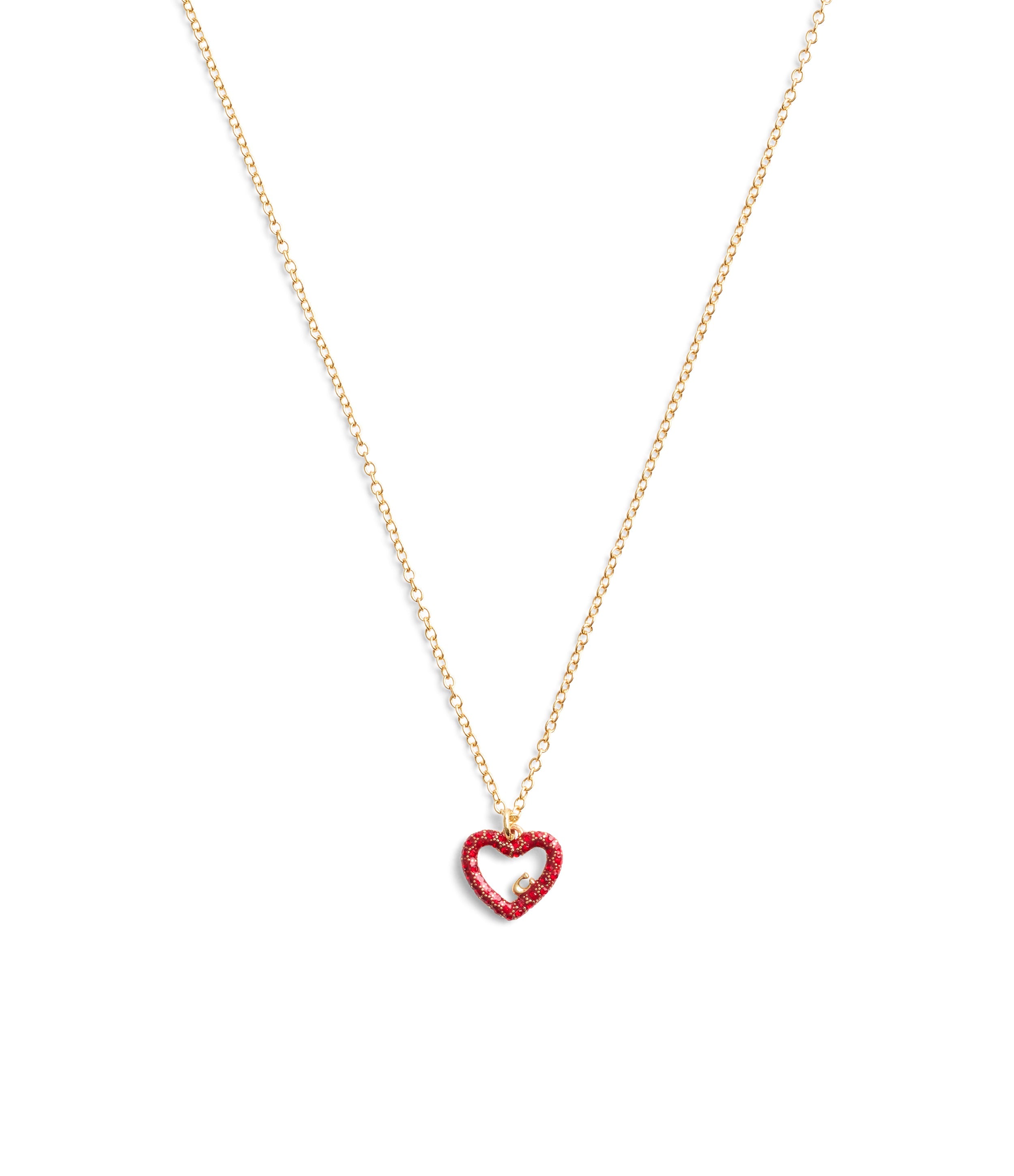 37493516GLD-Signature Pavé Heart Jewelry Set-Red