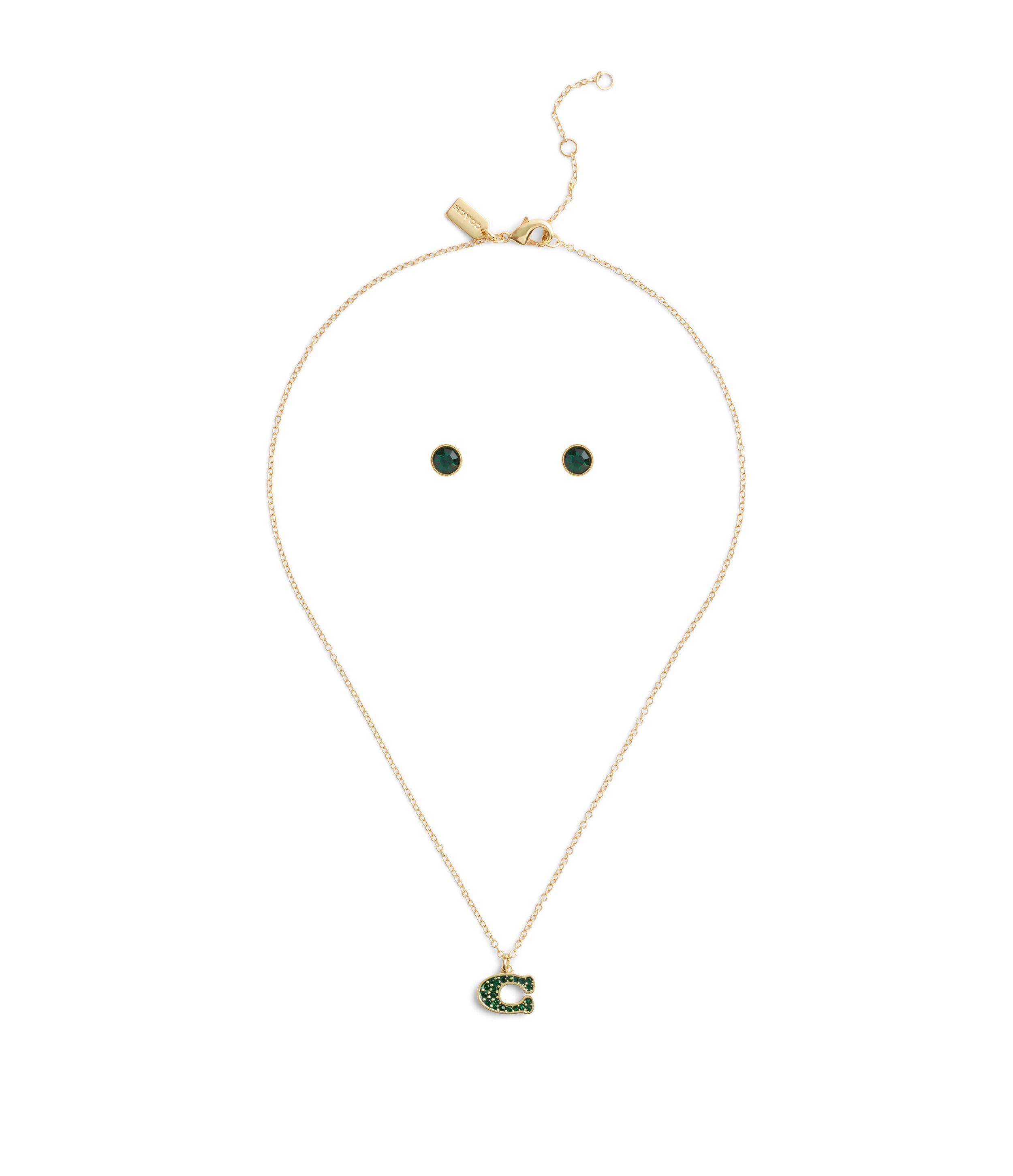 37493517GLD-Signature Pavé C Jewelry Set-Green