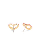 37493610GLD-Signature Pavé Heart Stud Earrings-Red