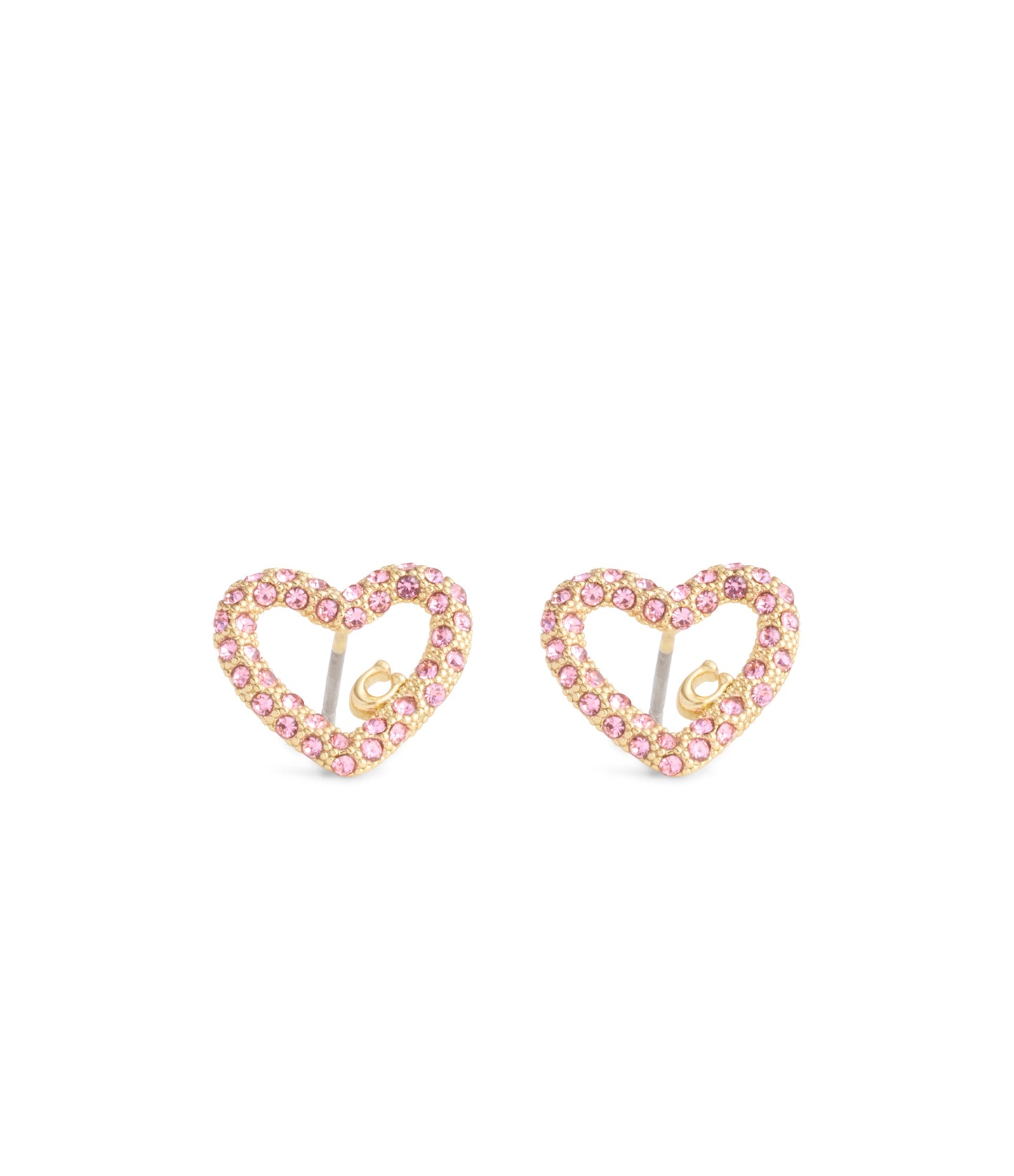37493610GLD-Signature Pavé Heart Stud Earrings-Pink