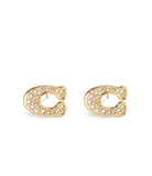 37493613GLD-Signature Pavé C Stud Earrings-Gold
