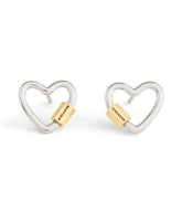 37506156TWO-Signature Carabiner Heart Stud Earrings-Twotone