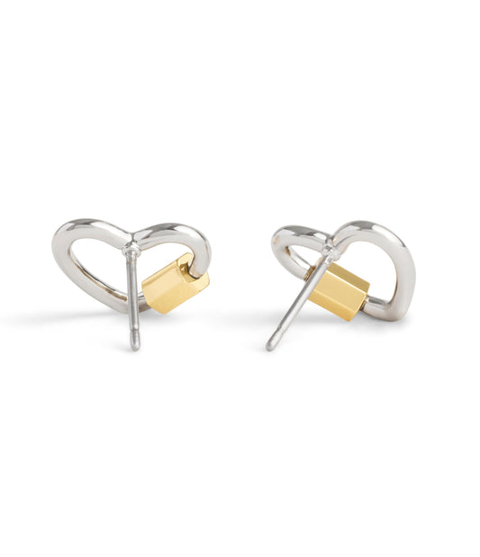 37506156TWO-Signature Carabiner Heart Stud Earrings-Twotone