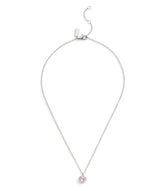 37506187RHO-Halo Stone Heart Pendant Necklace-Pink