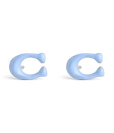 37506222GLD-Enamel C Stud Earrings-Blue