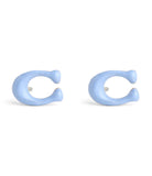 37506222GLD-Enamel C Stud Earrings-Blue
