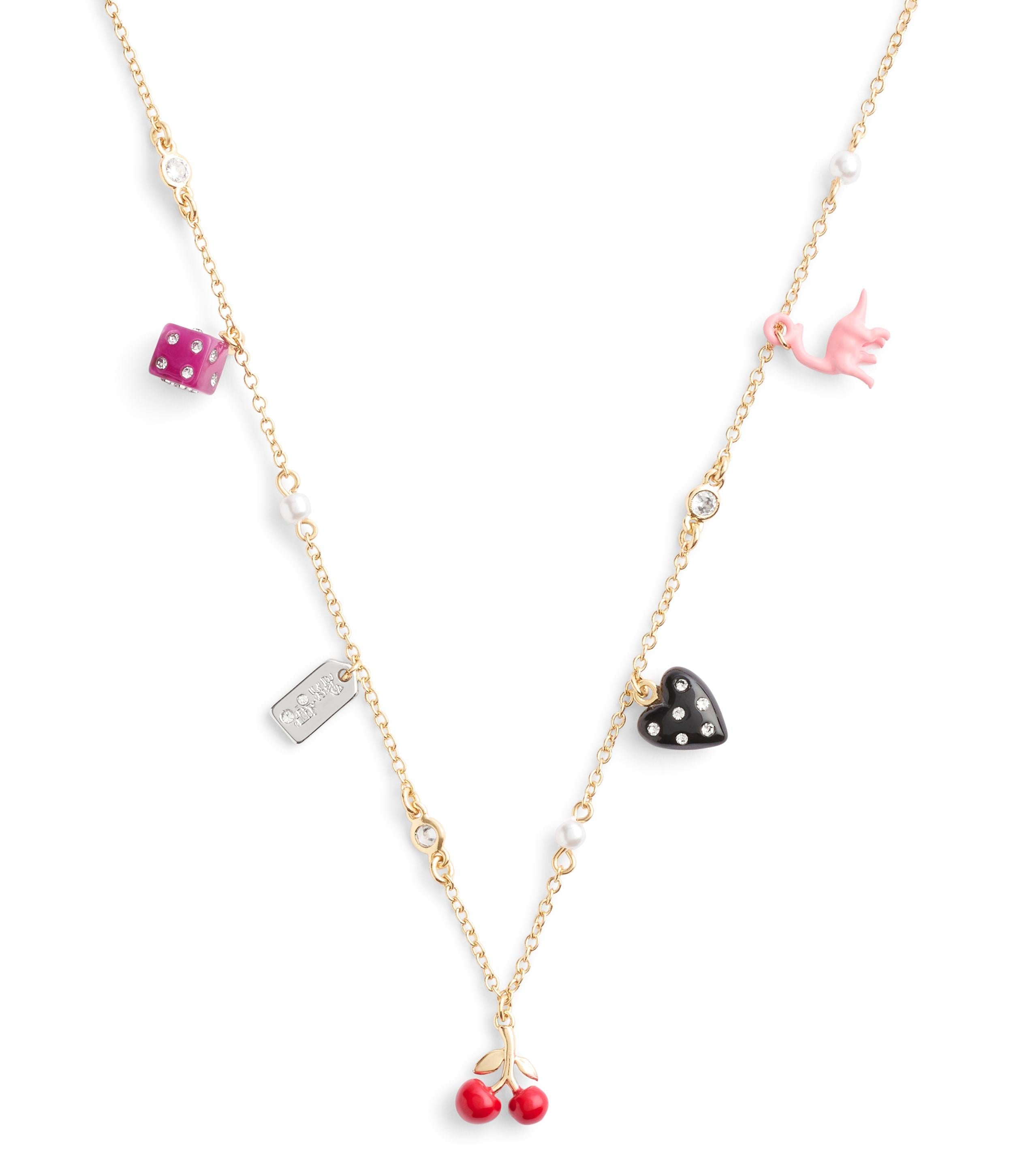 37506227GLD-Mini Vintage Charms Signature Bib Necklace-Multi