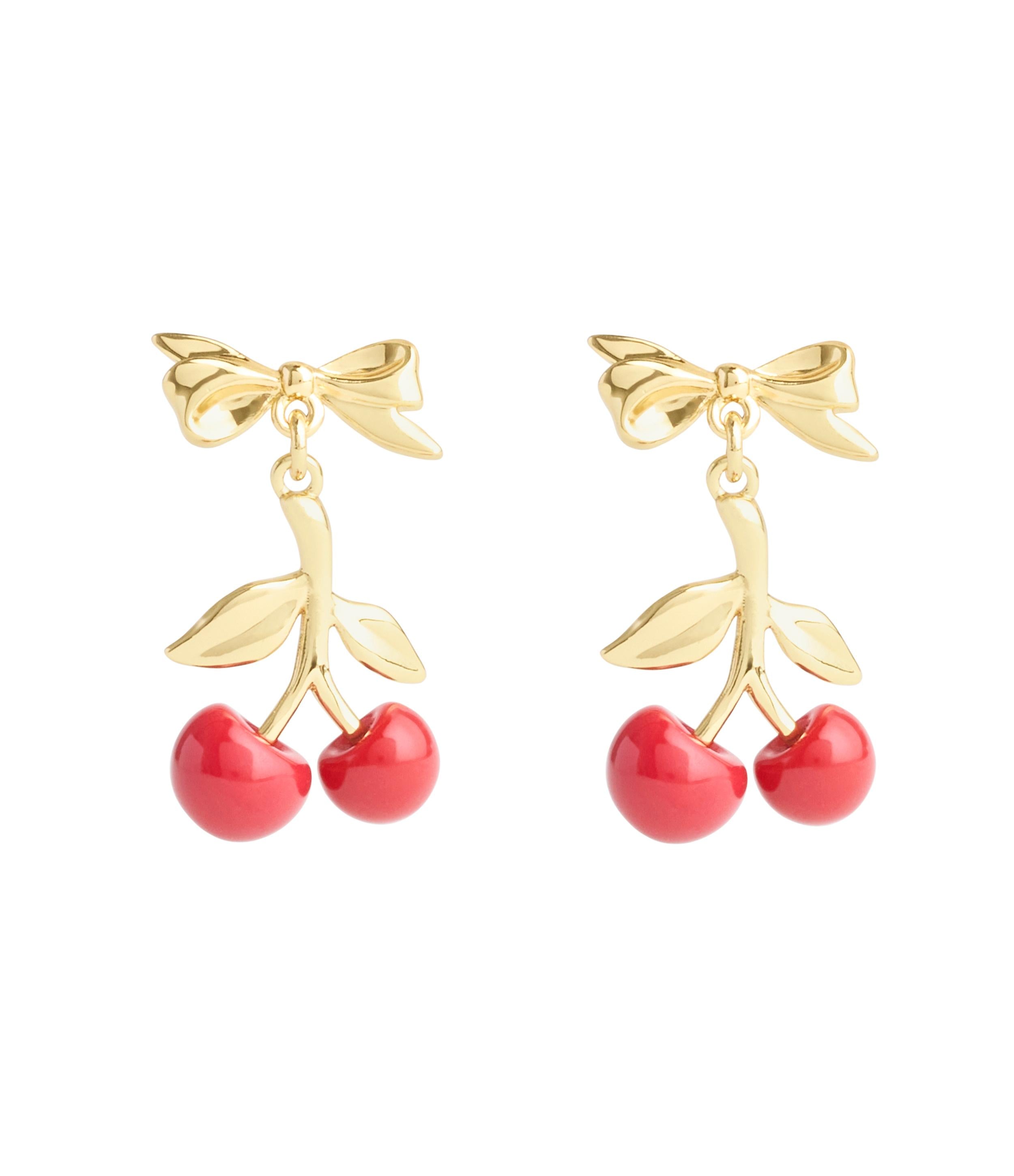 37511272GLD-VDAY Cherry Drop Earrings Box Set-Red