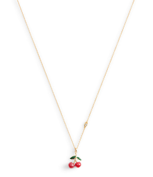 37521223GLD-Necklace Cherry Shrt Pndnt-Red/Gold