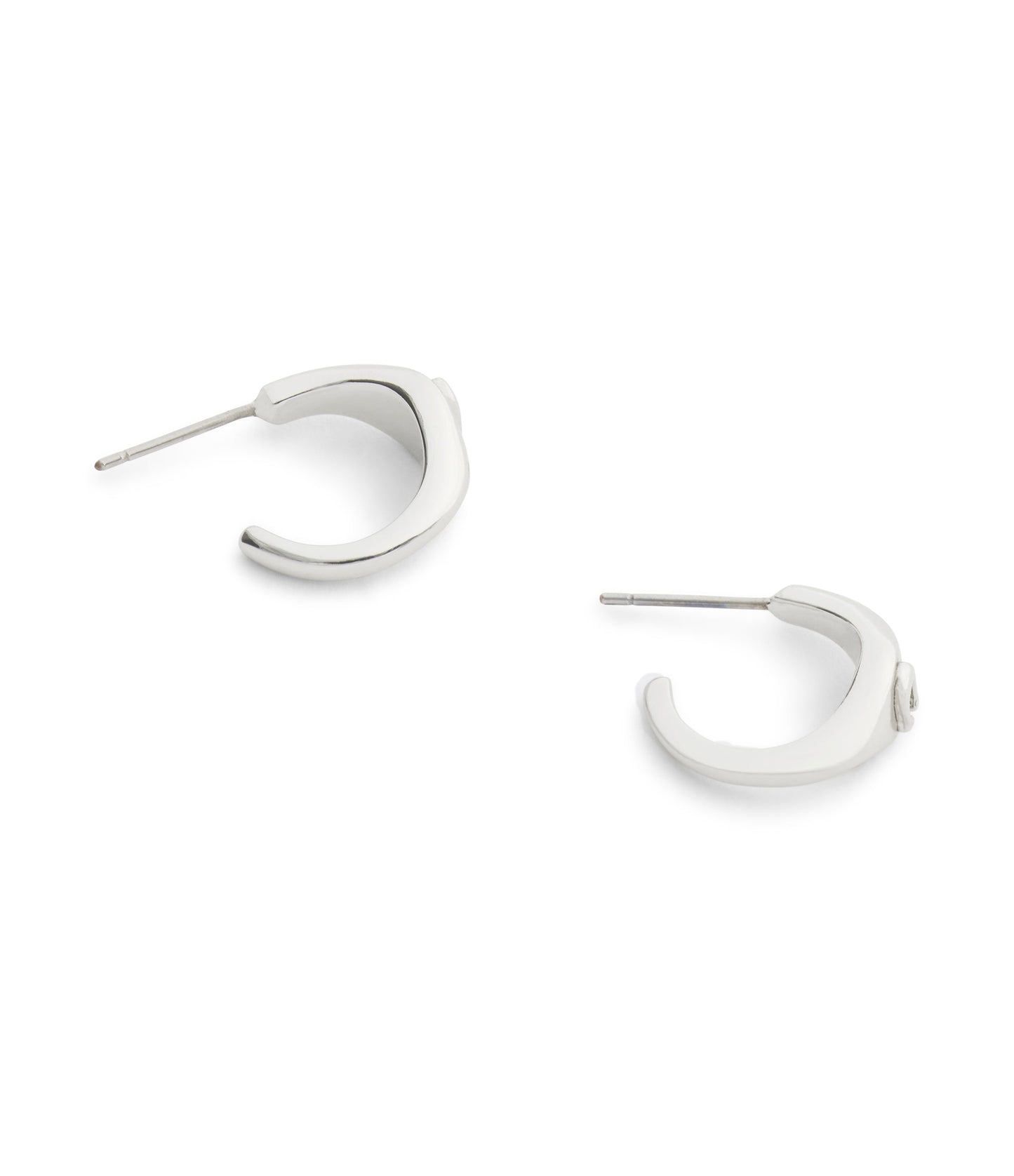 37541372RHO-Signature Signet Huggie Earrings-Rhodium
