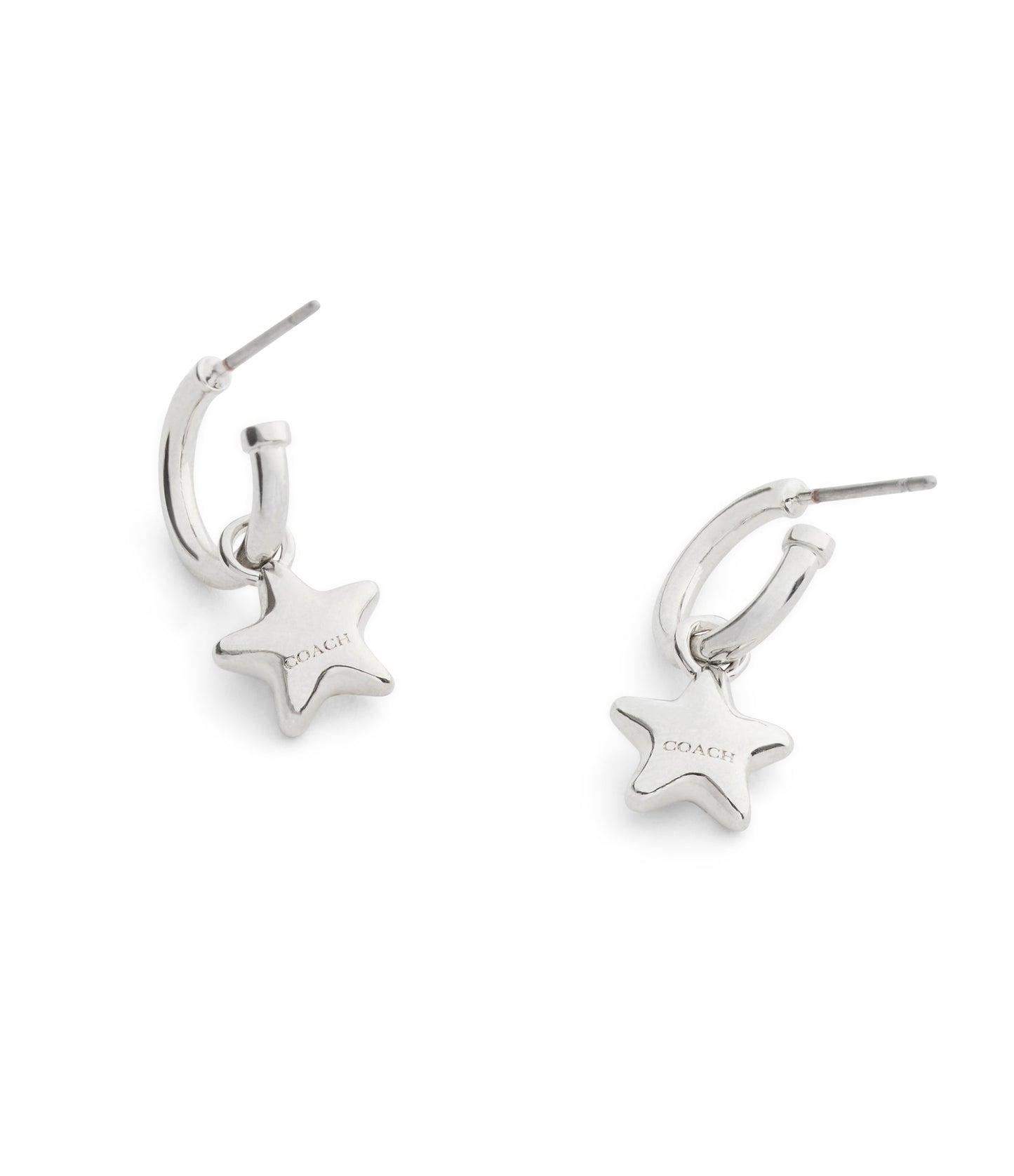 37546484RHO-Star Charm Huggie Earrings-Rhodium