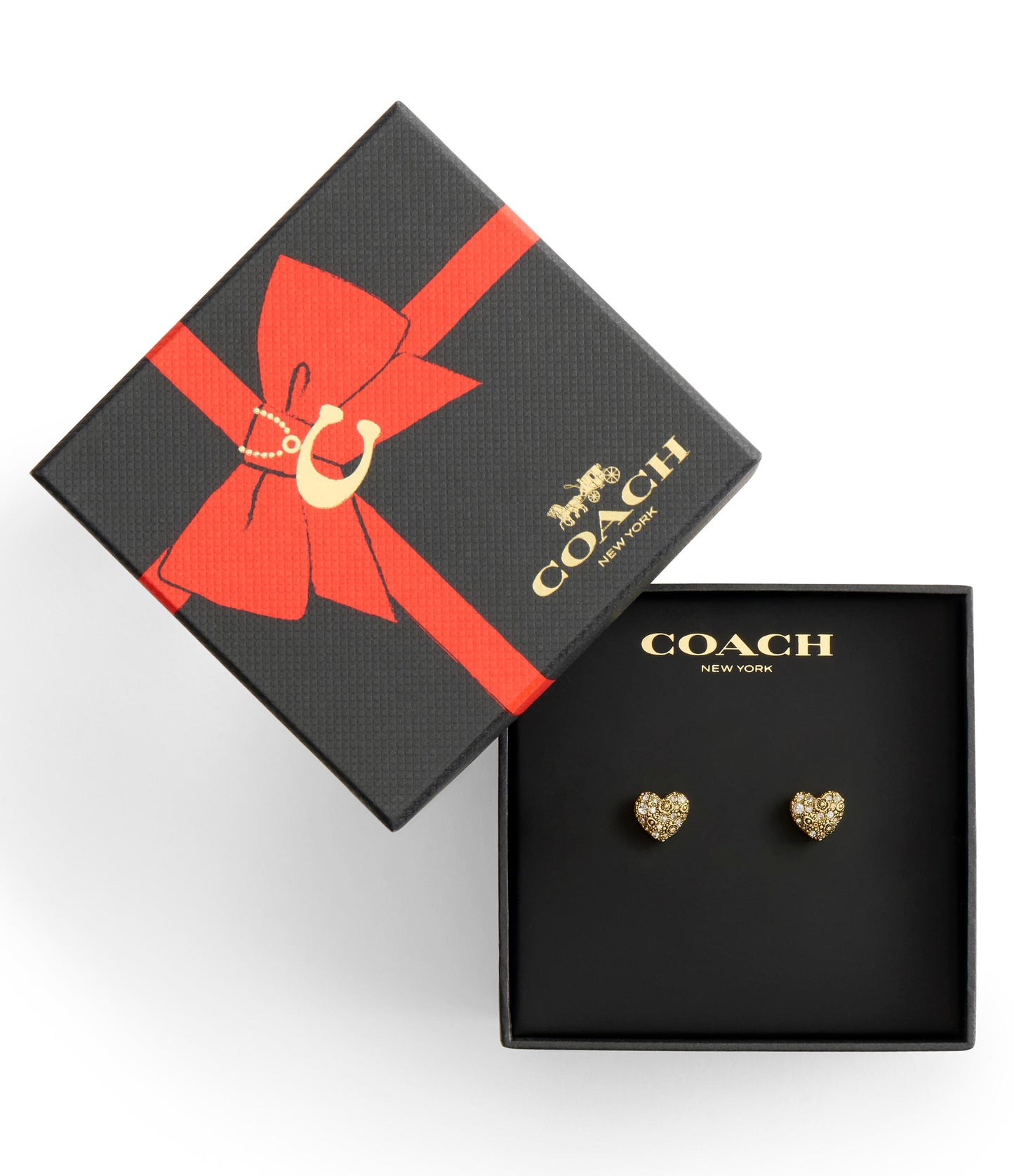 37546485GLD-Signature C Pavé Heart Stud Boxed Earrings-Crystal