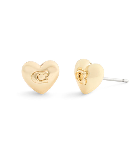 37546494GLD-Signature C Heart Stud Earrings-Gold