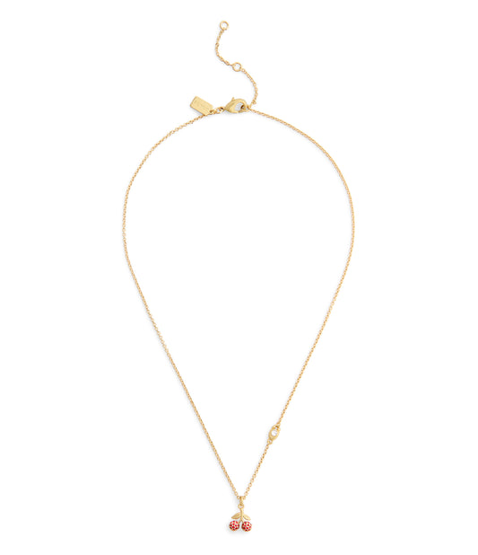 37557552GLD-Pavé Icons Cherry Pendant Necklace-Red