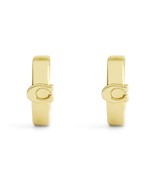 37560724GLD-Signature C Huggie Earrings-Gold