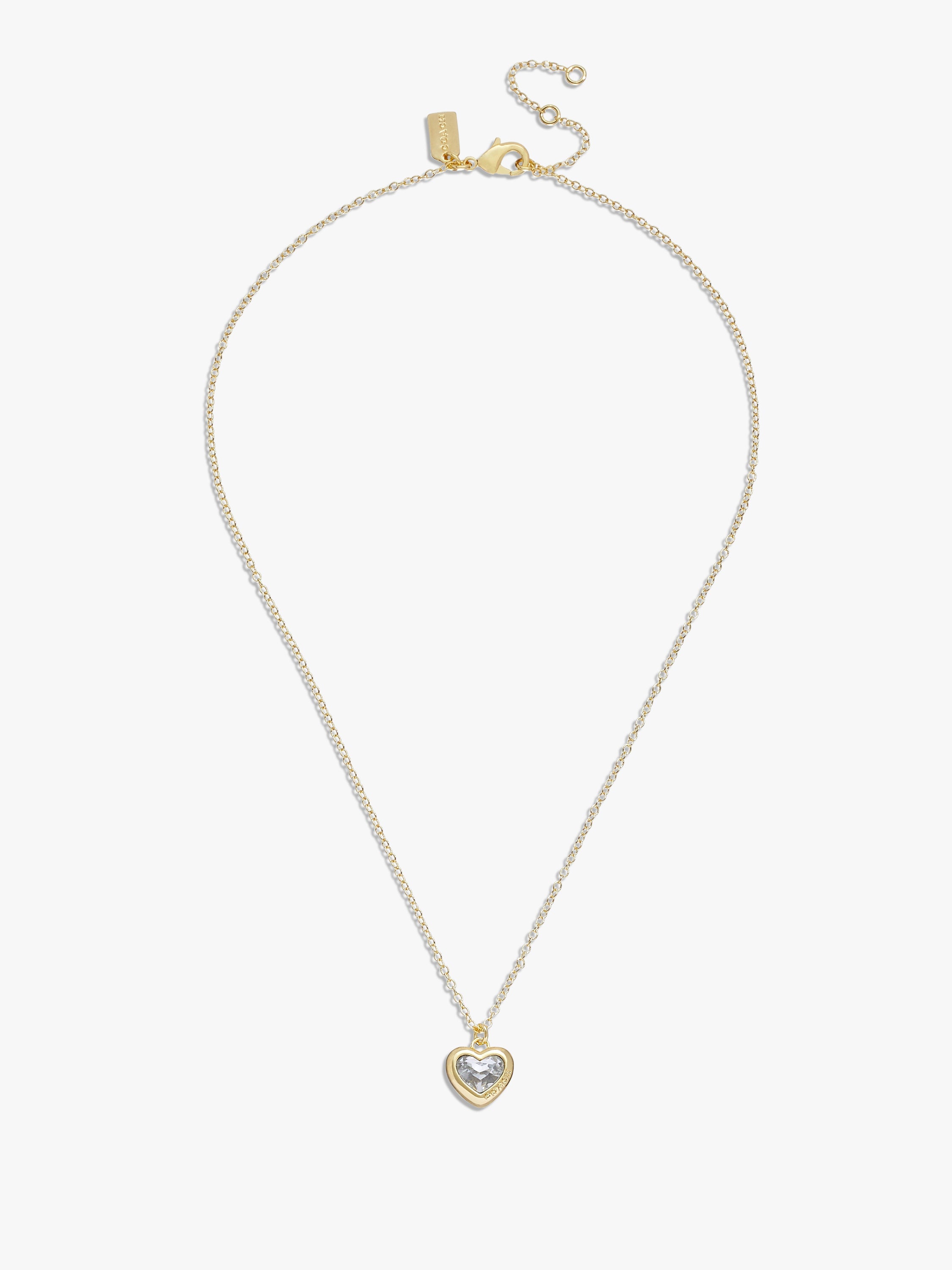 422735GLD-Heart Pendant Necklace-Crystal