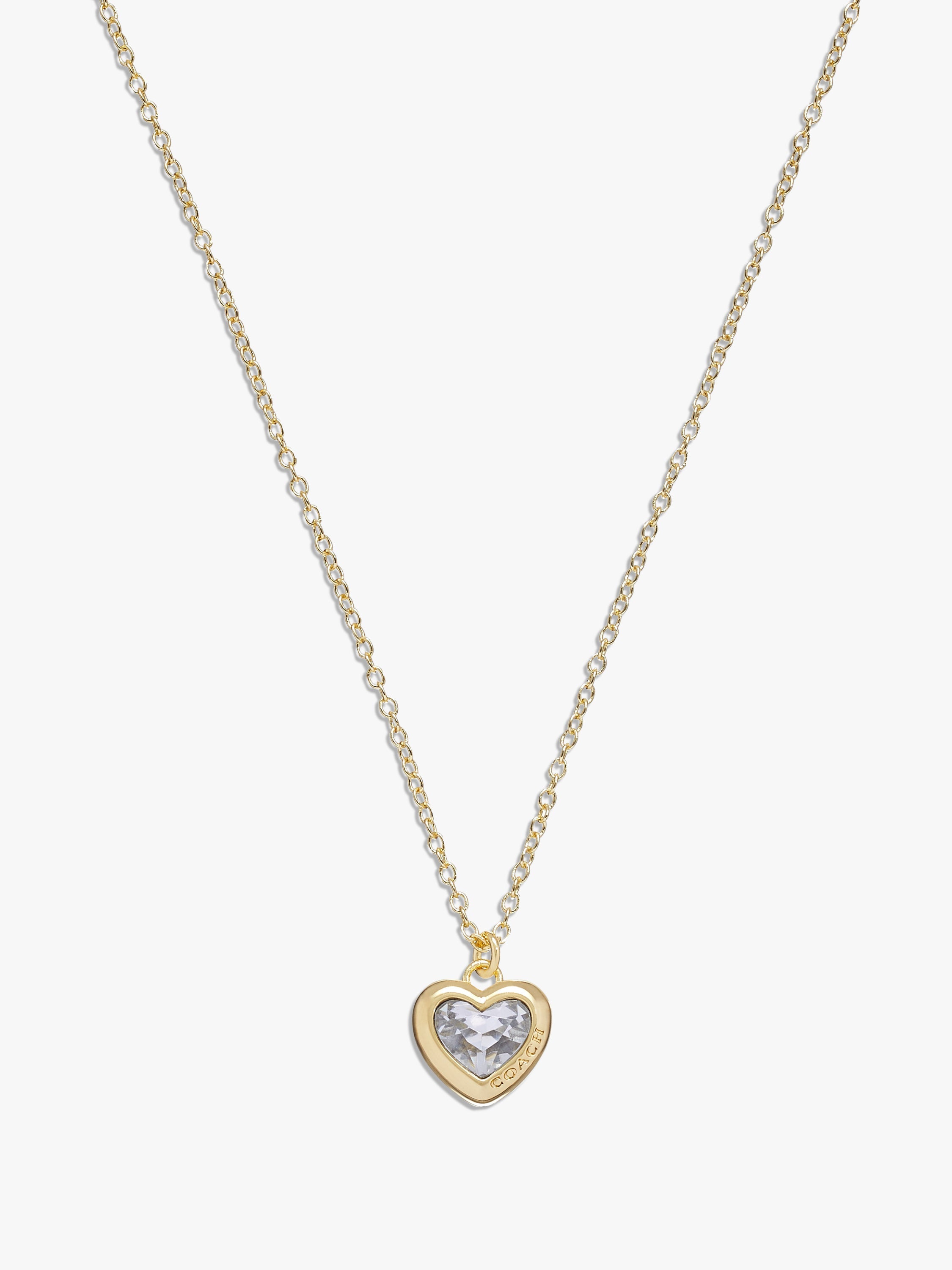 422735GLD-Heart Pendant Necklace-Crystal