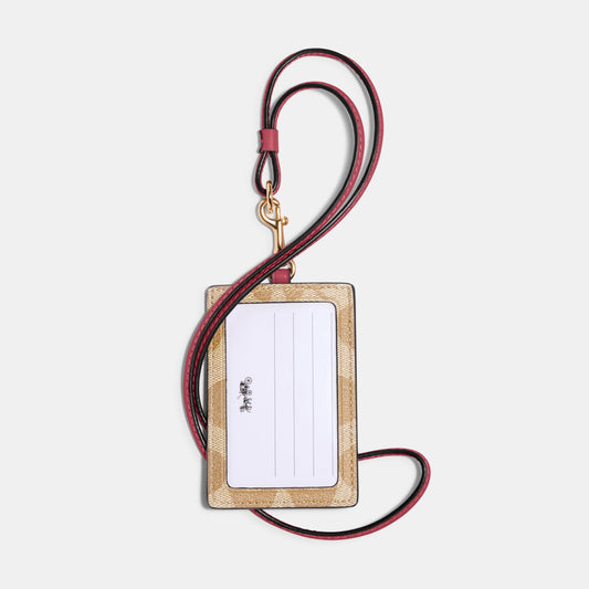 63274-Id Lanyard In Signature Canvas-Im/Light Khaki Rouge