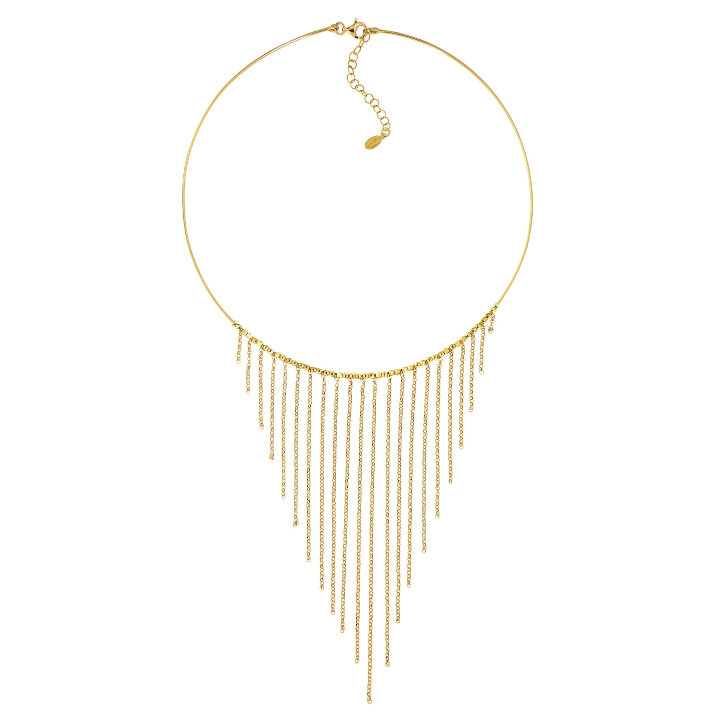 750GR-Necklace with a Fall of Diamanted Chain-Yellow Gold Plated