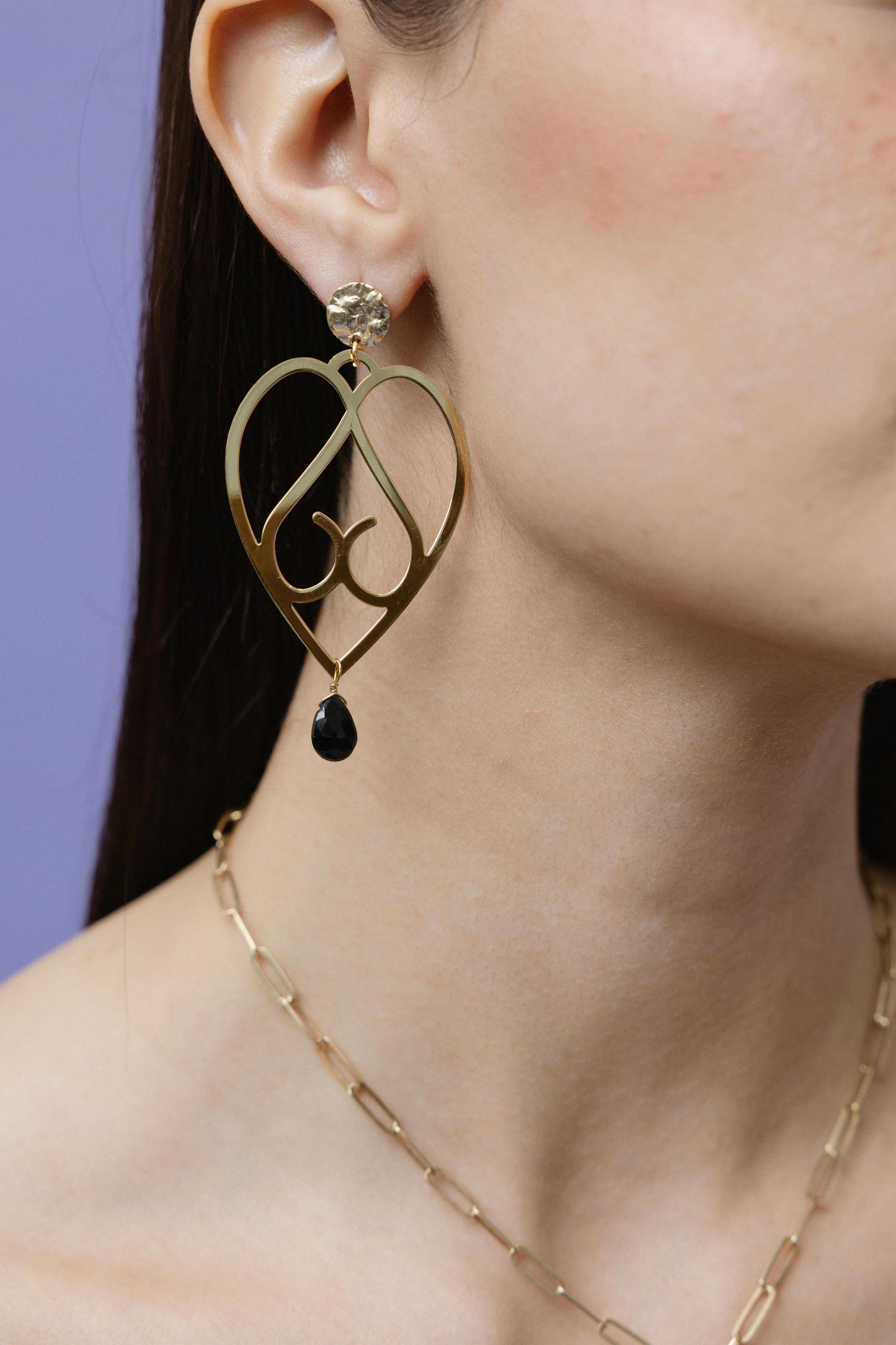 801ORO-Silver Yellow Gold Plated Earrings with Semi Precious Stone-Silver Yellow Gold Plated