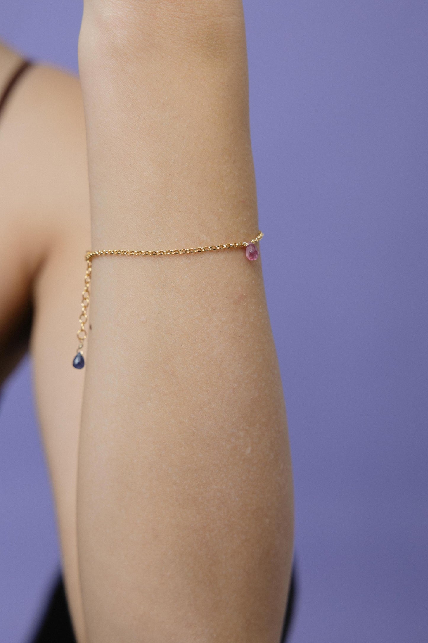 857BRY-Silver Yellow Gold Plated Bracelet with Sem Precious Stones-Silver Yellow Gold Plated