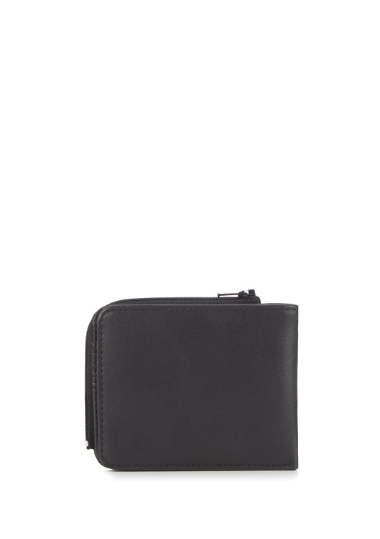 Zip Detailed Black Wallet