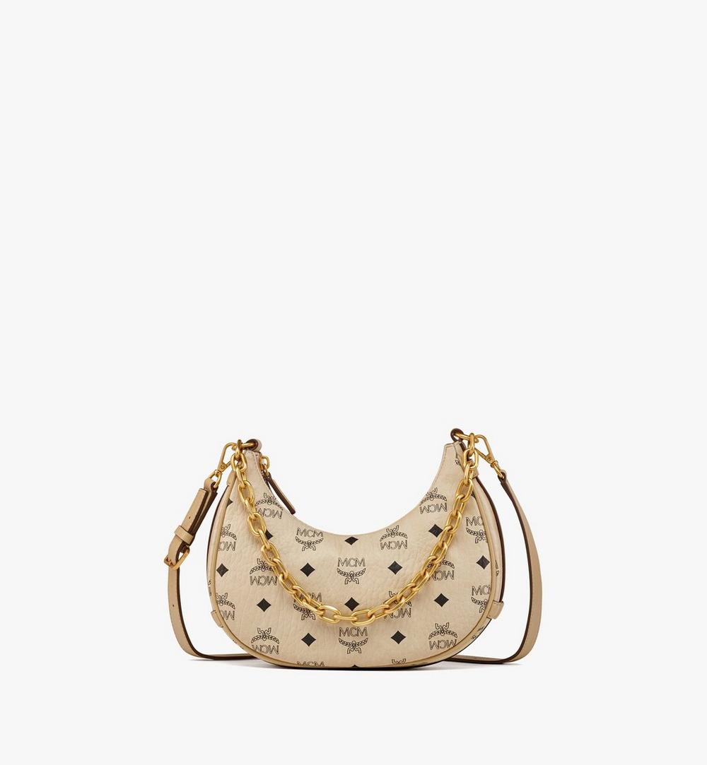 MWHFATA02I8001-Aren Crescent Hobo Bag in Visetos|BEIGE + BLACK