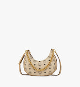 MWHFATA02I8001-Aren Crescent Hobo Bag in Visetos|BEIGE + BLACK