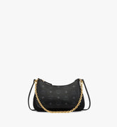 MWHFSTA10BK001-Aren Duo Hobo in Recycled Nylon and Visetos|BLACK