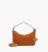 MWHFSTA09CO001-Aren Hobo in Recycled Nylon and Monogram Print Leather|COGNAC