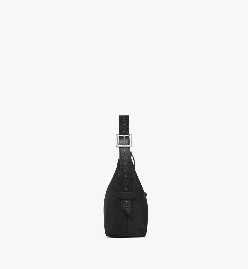 MWHFSTA09BK001-Aren Hobo in Recycled Nylon and Monogram Print Leather|BLACK