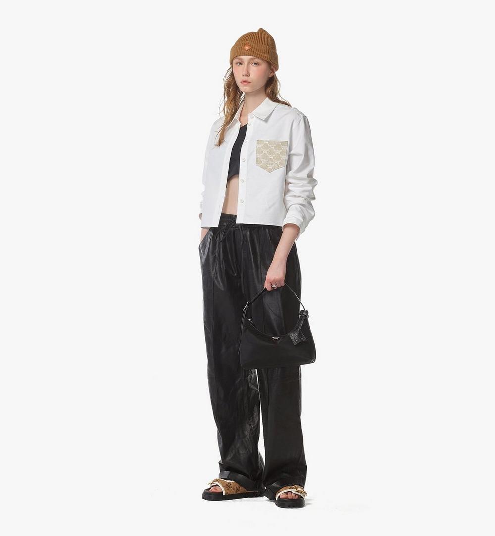 MWHFSTA09BK001-Aren Hobo in Recycled Nylon and Monogram Print Leather|BLACK