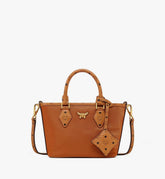 MWPFSTA04CO001-Aren Shopper in Recycled Nylon and Monogram Print Leather|COGNAC