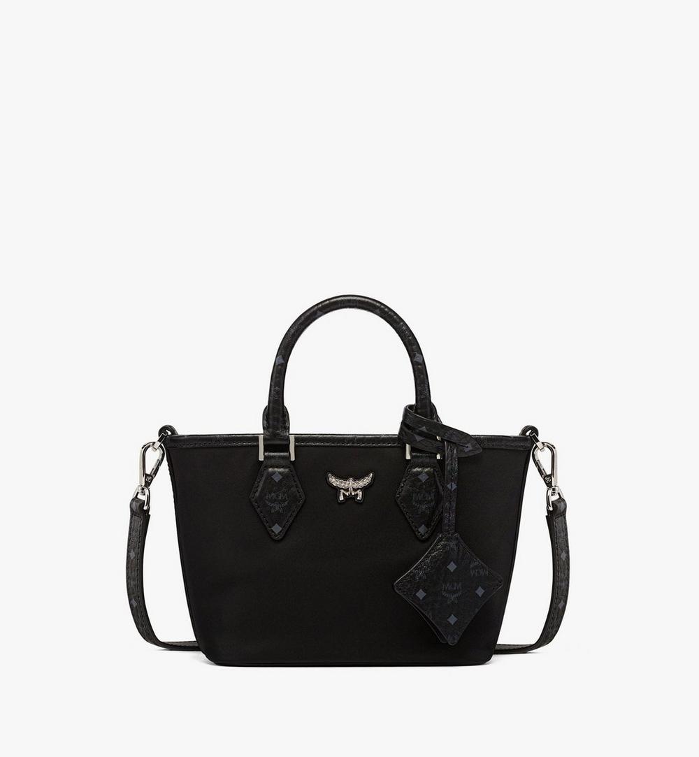 MWPFSTA04BK001-Aren Shopper in Recycled Nylon and Monogram Print Leather|BLACK