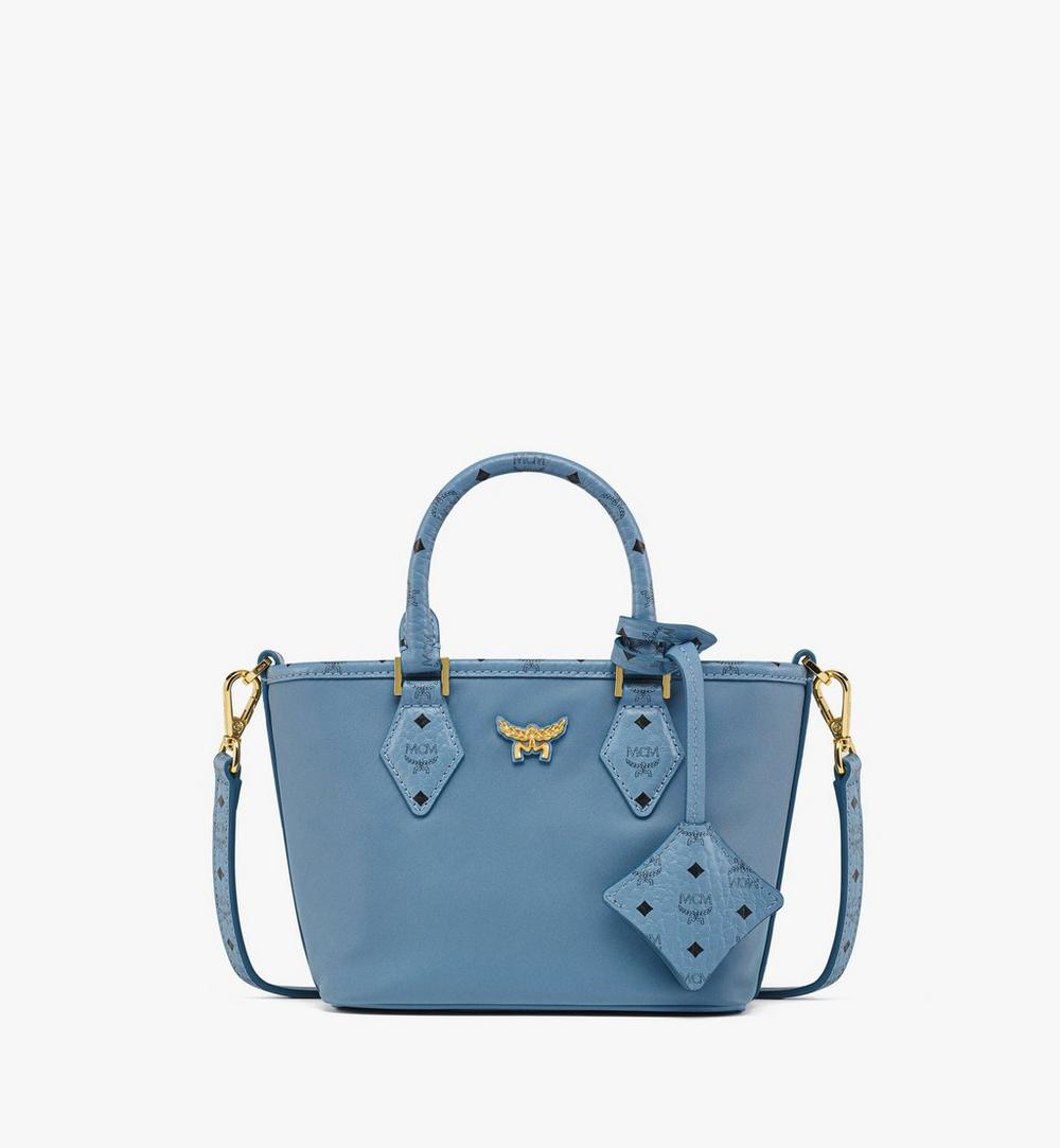 MWPFSTA04E4001-Aren Shopper in Recycled Nylon and Monogram Print Leather|BLUE HEAVEN
