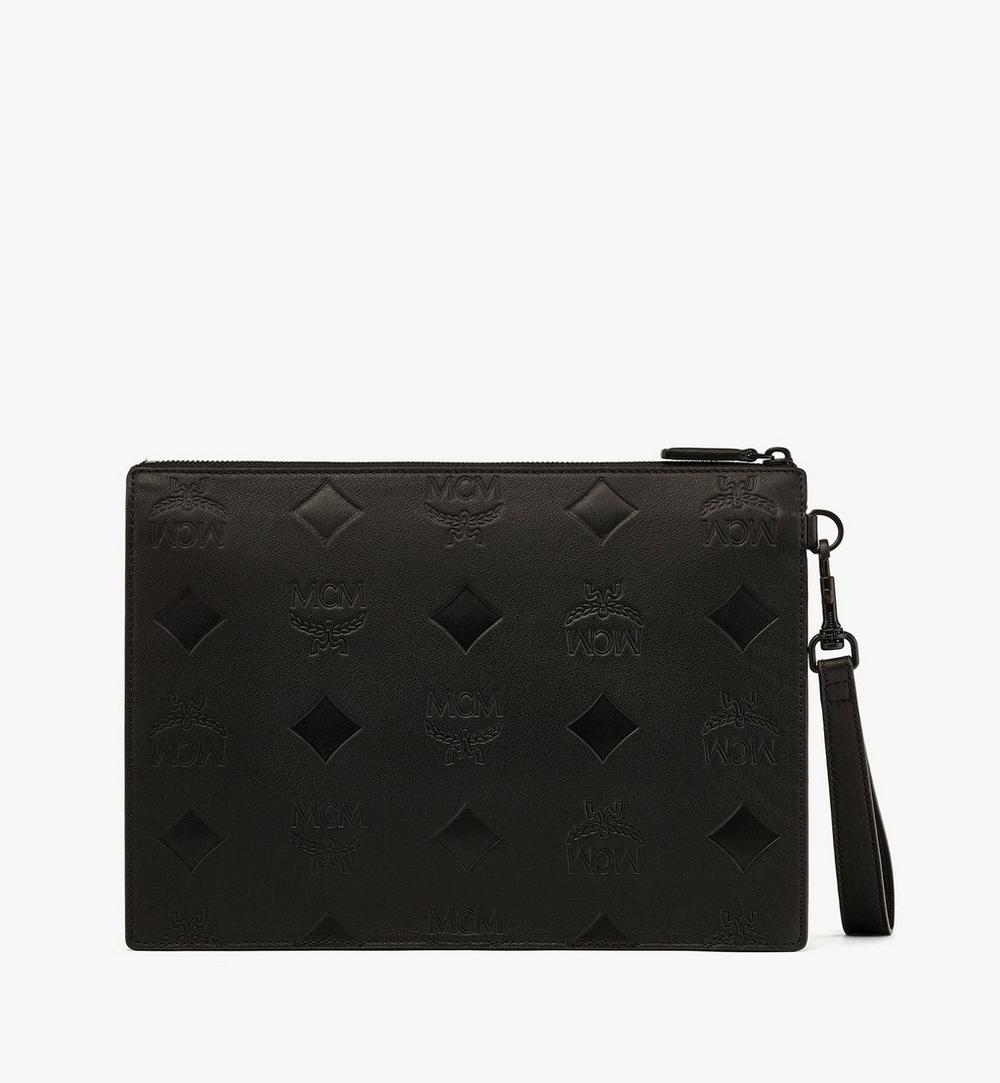 MXZFATA13BK001-Aren Wristlet Pouch in Maxi Monogram Leather|BLACK