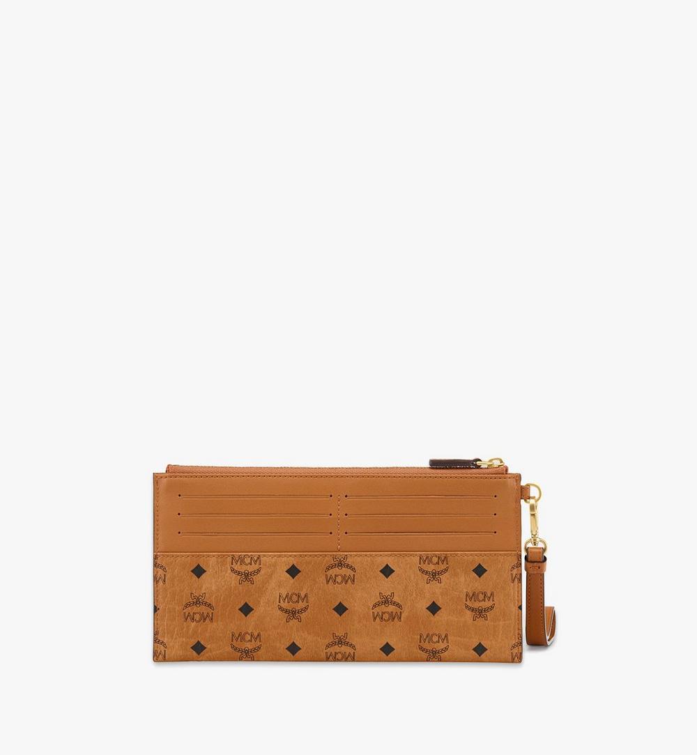 MYAFSTA01CO001-Aren Wristlet Pouch in Visetos|COGNAC