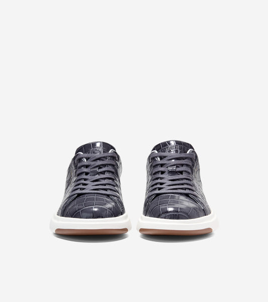 W37533:BLACKENED PEARL CROC PRINT LEATHER / WHITE LEATHER