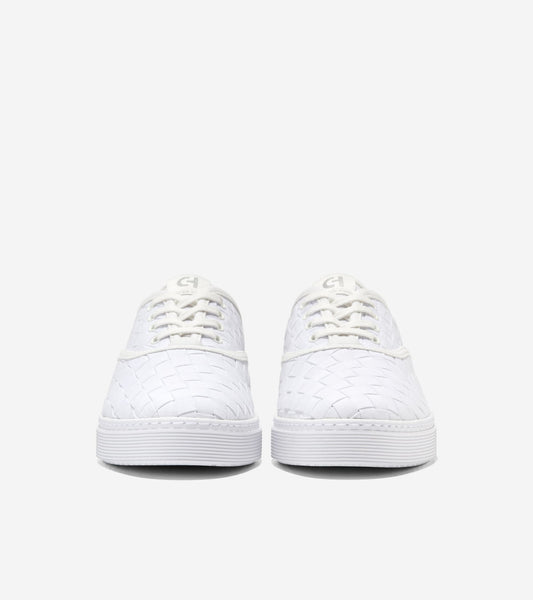 W31966:WHITE WOVEN CANVAS/LEATHER/WHITE