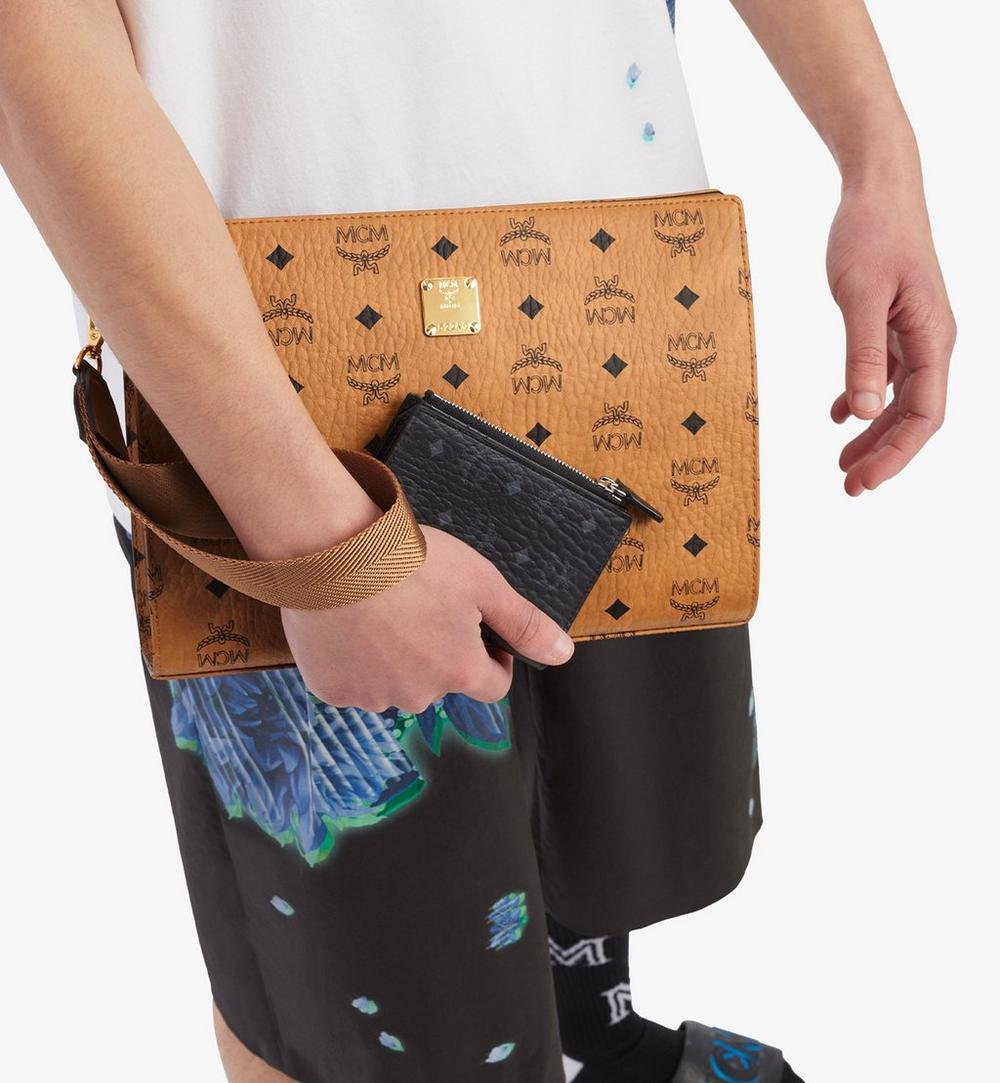 MXSBSVI01BK001-Bifold Zip Card Wallet in Visetos Original|BLACK