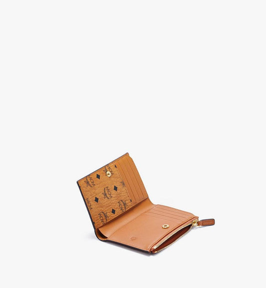 MXSBSVI01CO001-Bifold Zip Card Wallet in Visetos Original|COGNAC