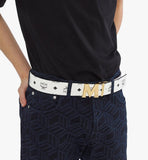 MXBAAVI03WT001-Claus M Reversible Belt 1.75” in Visetos|WHITE/GOLD