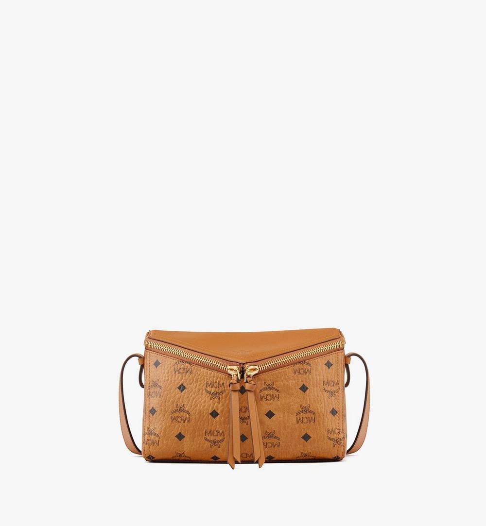 MWSEAAK04CO001-Diamant 3D Shoulder Bag in Visetos Leather Mix|COGNAC