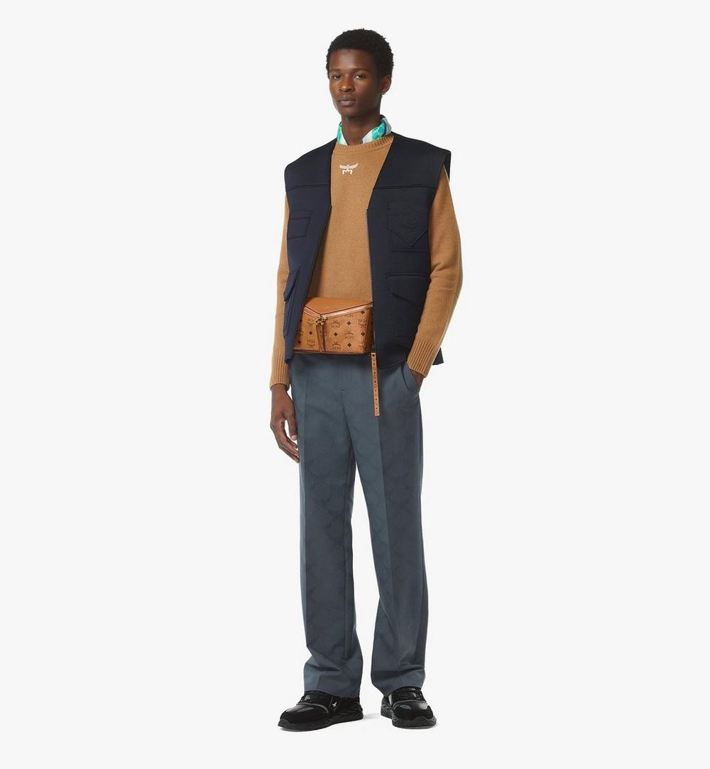 MWZFSAK04CO001-Diamond 3D Belt Bag in Visetos Leather Mix|COGNAC